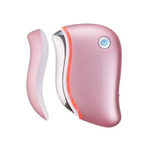 YOUTHLUX ProSculpt Heated Gua Sha Facial Massager – Electric Guasha Tool for Face Sculpting, Relaxation & Skincare | Soothing Vibration Facial Massage Tool with Contoured Design (Rose Gold)