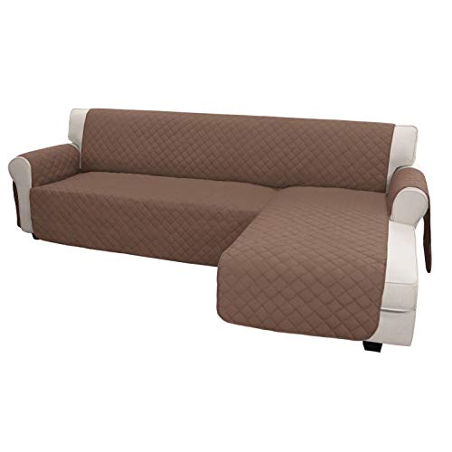 Image of Easy-Going Microfiber Sofa Slipcover L Shape Sofa Cover Sectional Couch Cover Chaise Lounge Slip Cover Reversible Furniture Protector Cover For Pets Kids Children Dog Cat(Small,Brown /Brown)