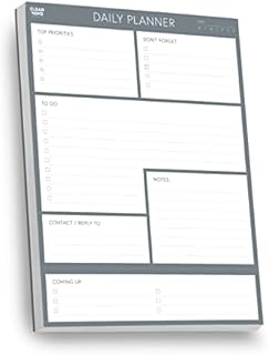 Daily Planner Desk Pad by Clear Mind Concepts®  A5 Size - 100 Undated Tear Off Sheets 120gsm Thick Paper - to Do Checklist Notes for Home Business Office Study Productivity Planning and Organising