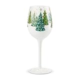 Enesco 6004430 Designs by Lolita Christmas Trees Hand-Painted Artisan Wine Glass, 15 Ounce, Multicolor