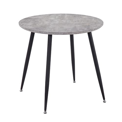GOLDFAN Small Round Dining Table 80cm Industrial Style Wooden Kitchen Table Grey with Sturdy Metal Legs Modern Dining Room Table for 2-4 People (112-Grey, 80cm*80cm)