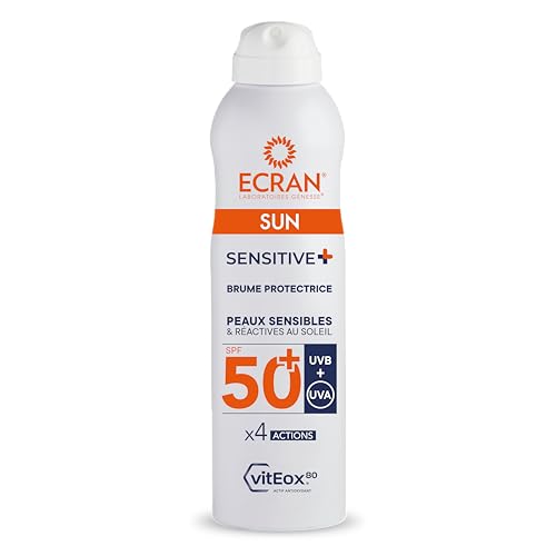 ECRAN® - Brume Protectrice Peaux Sensibles - Très Haute Protection - Technologie vitEox80 - Vitamine E - Protection UVA, UVB, Lumière Bleue, Coups de Soleil - Protection Solaire SPF 50+