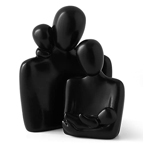 Fjs Home Decor Couples Love Statue, Minimalist Living Room Decor, Art Resin Figurines For Shelf Decor Accents, Coffee Table Decor, Couples Gifts For Him Or Her (Black Familys Decor) #TOP14