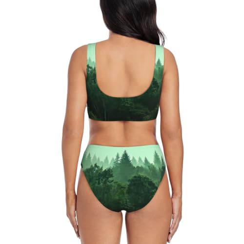 Bikini croisé push-up en dégradé olive et triangle réglable - 4