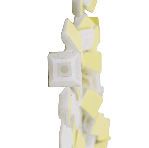 Image of Self Adhesive Zip Cable Tie Mount for Wire, Clips, Cable Management 18x18(mm), 100pcs /Pack - White - Convenient and Secure Cable Tie Mounts - Pack of 100
