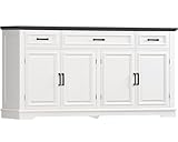 usikey 59” Large Buffet Cabinet with 4 Doors and 3 Drawers, Buffet Sideboard Cabinet with Storage and 2 Adjustable Shelves, Coffee Bar, Wine Bar for Living Room, White