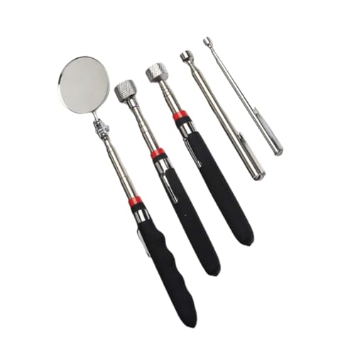 ULTECHNOVO 5pcs Portable Telescopic Inspection Mirror for Vehicle Maintenance Detection Tool Non- Handle for Auto Repair and Daily Inspections