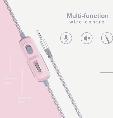 Image of Pink Cat Ear Headphones Over Ear for Gaming PC, 3.5mm Wired Gaming Headset with Noise Cancelling Mic, Soft Memory Earmuffs Stereo Headset for PS4, PS5, Xbox, Laptop, Mac, Tablet, Smartphone