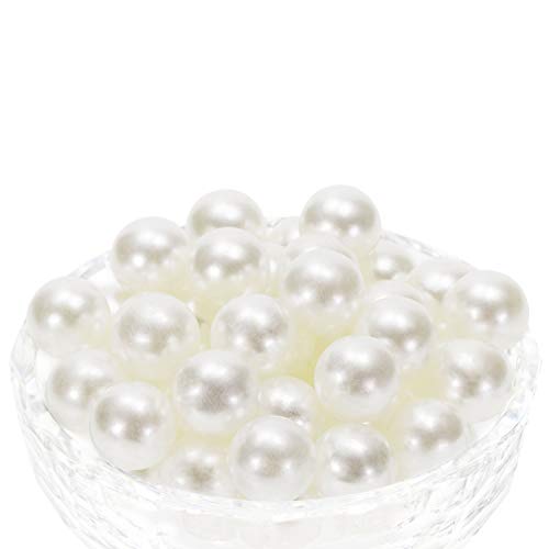 Shapenty Plastic No Holes Round Pearl Beads Bulk for Vase Filler Table Scatter Wedding Birthday Party Home Decoration Lipstick Eyeliner Makeup Brush Holder Art Craft Beads, 300PCS (Ivory, 12mm)