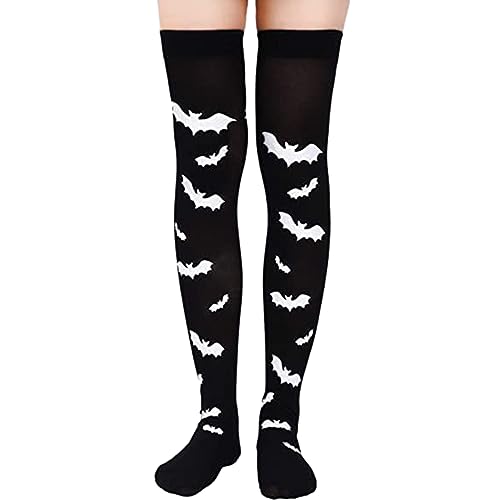 Riiichflowshop 1 par de calcetines por encima de la rodilla, calcetines de murciélago, medias de festival de cosplay para mujeres/niñas, medias de Halloween, medias largas hasta el muslo