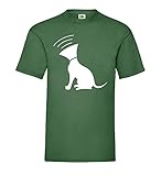 100% coton Chien avec Entonnoir Hommes Tee-Shirt - shirt84 - Vert Bouteille, L