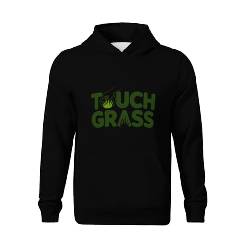 Kids Vintage Touch-Grass Boys Girls Lightweight Kangaroo Pocket Fleece Hoodies2