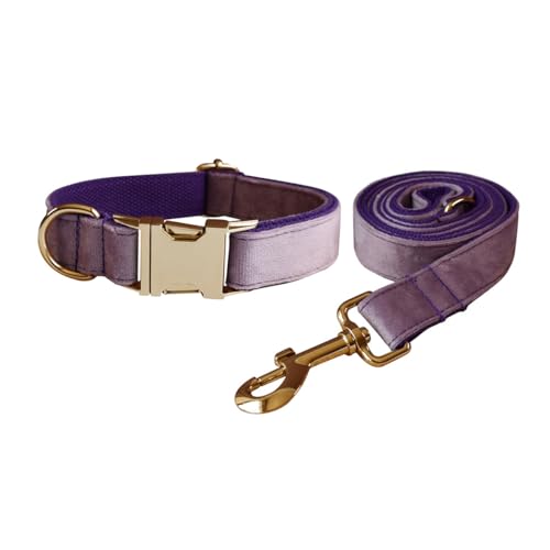 Love Dream Velvet Dog Collar and Leash Set with Quick Release Metal Buckle