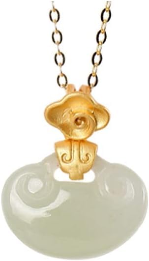Collier vintage S925 femmes jade pendentif artisanal plaqué or
