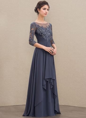 Long Mother of The Bride Dresses for Wedding Beach 3/4 Long Sleeves Sparkly Lace Formal Dress for Women 20253