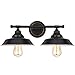 2-Light Bathroom Vanity Light Industrial Wall Sconce Bathroom Lighting Fixture Black Baking Paint with Highlight