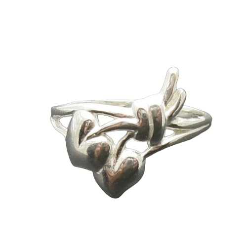 Bague en argent sterling véritable et cœurs ciselés de haute joaillerie