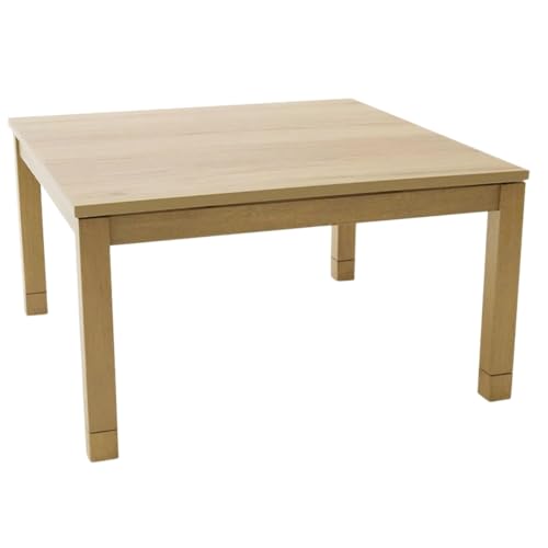 BJDesign Kotatsu - Japanese Heated Table - Wooden Chabudai Furniture with 120V Electric Heater - Low-Lying Dining and Work Desk with Temperature Control Knob (29x29in, Natural)