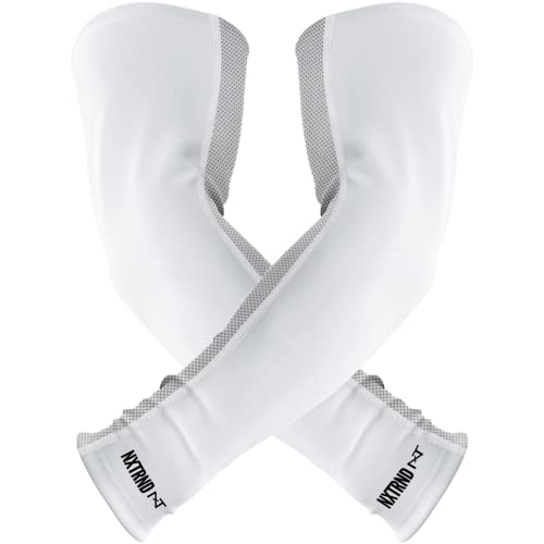 Mangas de compresión Nxtrnd Air-TEK blancas talla M para fútbol par de mangas transpirables