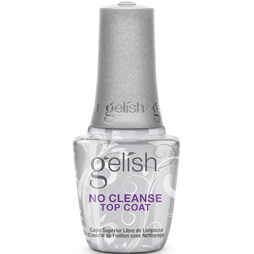 Gelish No-Cleanse Top Coat – No Wipe High-Gloss Finish, Durability, Long-Lasting, Easy Application, UV/LED Compatible, Professional Gel Nail Polish Sealer (15mL)