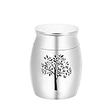 Life Tree Small Jar Cremation Mini Urn Pets/Human Memorial Cremation Ash Keepsake Funeral Casket (Silver 30x40mm)