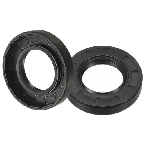 uxcell Oil Seal, TC 30mm x 55mm x 10mm Nitrile Rubber Cover Double Lip with Spring for Mechanical Motive Axle Bearing Shaft, Black 2 Pcs