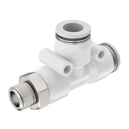 Conector neumático blanco PD manguera PU 8mm camiseta lateral T rosca latón PT1/4 5