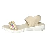 Generisch Overseas Trade sandalen met grote hak, elastische riempjes om aan te trekken, beige, 37 EU
