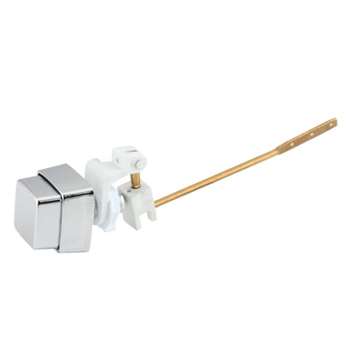 TopHomer Universal Side Mount Toilet Flush Lever Handle, Brass, Square Push Button, 1.6 x 1.6cm Aperture, Modern Style, Plated Silver Finish
