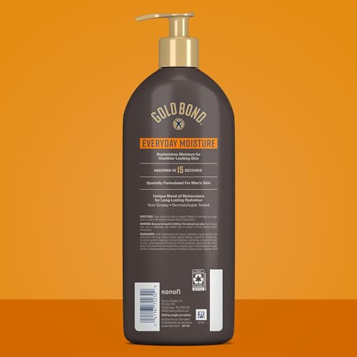 Gold Bond Men's Essentials Everyday Moisture Daily Body & Hand Lotion With Vitamin C, Hydrating Lotion Formulated for Men's Dry Skin, Value Size, 24 oz
