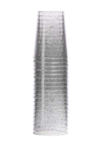 Exquisite 120 Count 10 Oz Silver Glitter Clear Plastic Cups Tumblers - Hard Plastic Disposable Cups For Wedding Glasses - Plastic Party Cups For Cocktail Wine And More... #TOP1