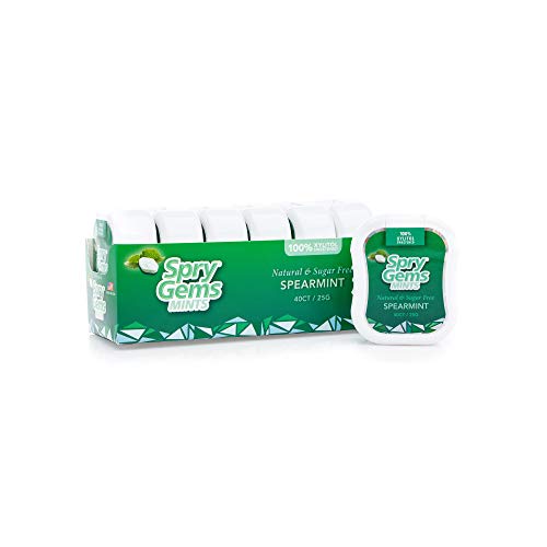 Spry Gems Natural Spearmint Xylitol Mints - 40 Count (6 Pack) #TOP1