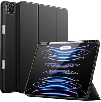 Ipad Pro 12.9 İnç 5. Ve 6. Nesil 2021/2022 Ile Uyumlu Kalem Bölmeli Uyku Modlu Standlı Silikon Kılıf, Siyah, iPad Pro 12.9 3. Nesil 2018 - Görsel 2