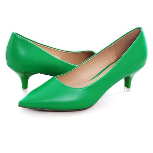 Image of Women's Low Kitten Heel Pumps Classic Fashion Dress Pumps Simple Heeled Shoes for Office Work