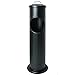 Cenicero de suelo alto con cesta Gettacarte, cubo de basura con contenedor para cenizas de metal negro, diseño de columna autoadhesivo, para exterior e interior