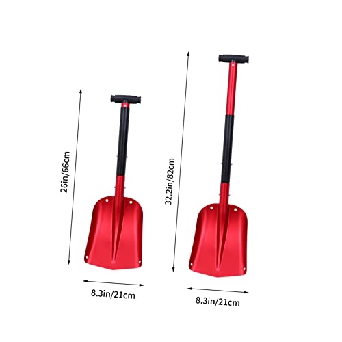 Yardenfun 1pc Snow Shovel Car Snow Removing Tool Large Mud Shovel Ice Shovel Emergency Shovel Winter Snow Scraper Heavy Duty Shovel Mutitool Red Deicing Snow Removal Supplies Aluminum Alloy