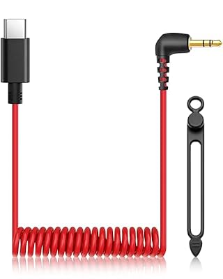 CLANMOU Microphone Adapter Mic Cable for Rode Wireless Pro GO 2 / ME USB C to 3.5mm Coiled Cable for Hollyland Lark M1 / M2 / MAX / 150 / MAX Duo DAC Android iPhone 15 17 Pro Max 16e 15 Plus Phones 