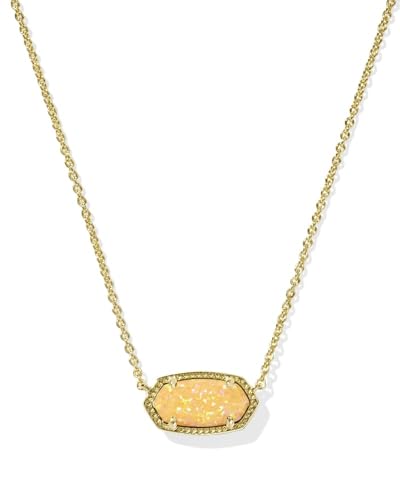 Kendra Scott Elisa Pendant Necklace for Women, Fashion Jewelry, 14k Gold-Plated, Citrus Opal