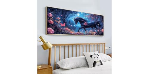 Diamond Painting Cheval Papillon 70x140 cm, Kit Broderie Diamant Rond Complet