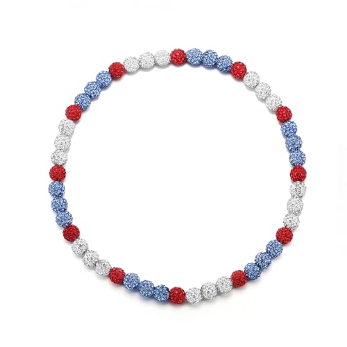 HSWYFCJY Baseball Beaded Chain Necklace for Men Women, Rhinestone Discoball Drip Accessories White Light Blue Baseball Necklaces Gifts for Men Inspired Softball Jewelry Gifts 18IN