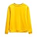 Kswlwccpp Pullover Gelb Damen, Gelbes Langarmshirt Damen - Langarm Sweatshirt Einfarbig Rundhals Pulli Basic Y2k Pullover Herbst Winter