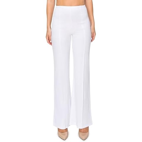 EttelLut Women's High Waist Palazzo Pants Comfy Light for Office and Casual Wear - White Small Cover