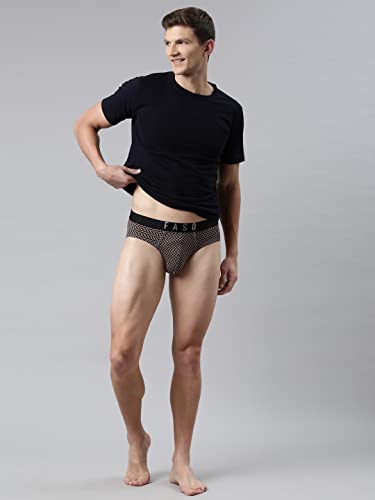 Image of F A S O 100% Organic Cotton Brief for Men | Trendy Soft Stretch Fabric Innerwear | Outer Elastic Twin Layered Underwear for Mens | Elegant Printed Ultra-Light Regular Fit Briefs | Multicolored (Pack of 1)
