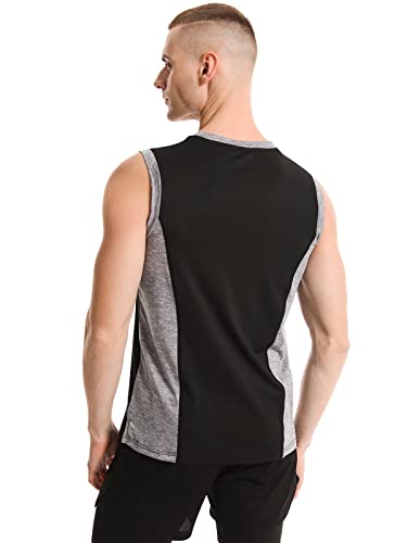 Amvelop Men’s 4 Pack Workout Tank Tops Dark Grey Grey Dark Bule Wine Red L #TOP2