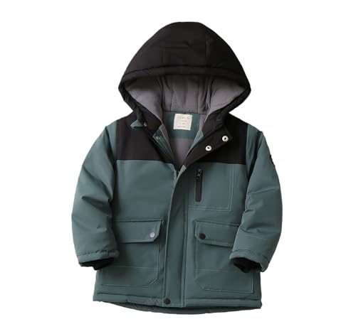 Nemopter - Abrigo de invierno cálido con capucha y capucha (forro polar grueso), diseño de chaqueta para bebé y niño, verde, 3-4 Años