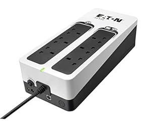 Eaton Onduleur Parafoudre Eaton 3S 550 IEC - Off-line UPS - Alimentation Sans Interruption - Puissance 550VA (8 prises IEC, Parasurtenseur, Silencieux) - Interface USB (câble inclus) - Noir&Blanc