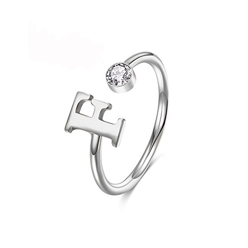 MANZHEN Personalized Silver Initial Letter Ring A-Z Stackable Ring Mother's Day Jewelry Gift