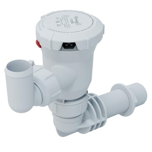 Attwood Tsunami Mk2 Aerator Pump T1200 (12V), 1200 GPH, Thru-Hull Elbow with Fittings (Elbow & Straight), 5664-4