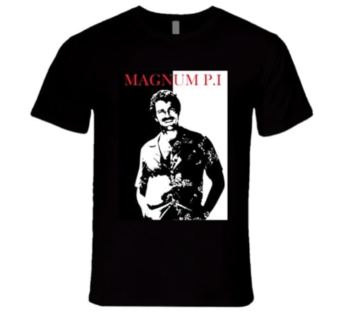LORDGS Magnum P. I Tom Selleck Retro Television Show T Shirt Blacks
