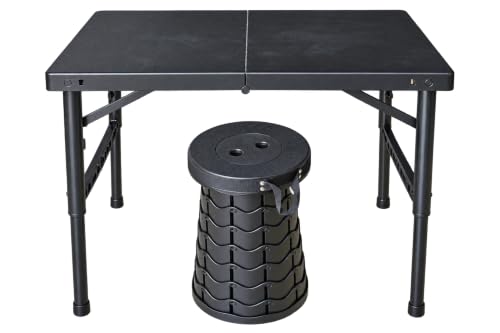 Image of Portable Camping Table and Stool Set Lightweight Foldable Camp Tables with Net for Beach Trips, Fishing, Picnic, Cooking & Much More
